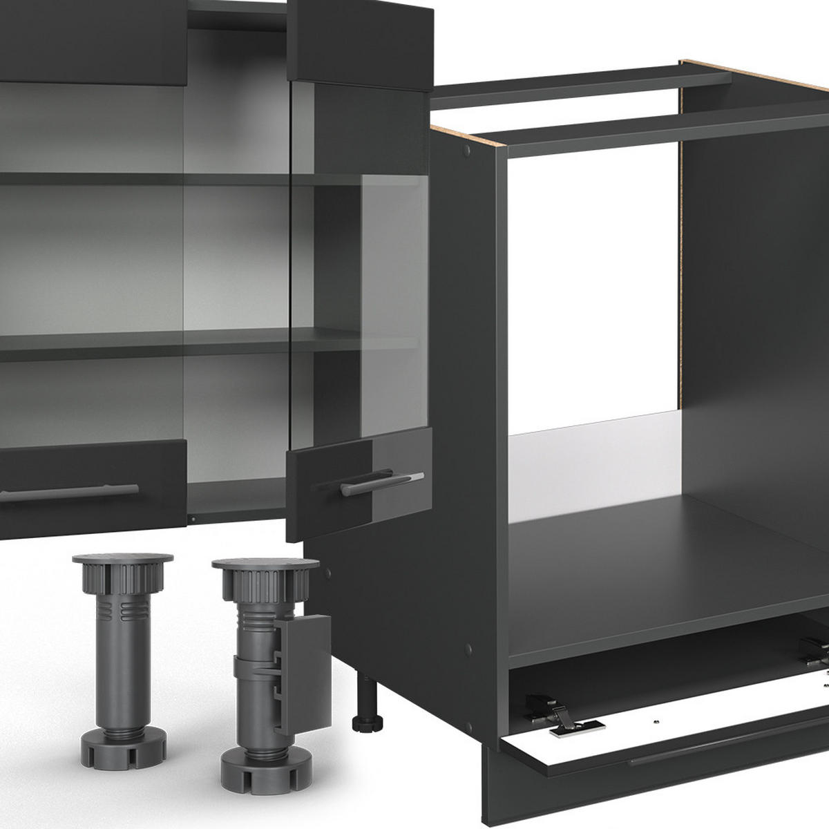 KUCHYŇSKÝ KOUT Fame-Line Antracitový vysoký lesk - antracitová/vysoce lesklá černá, kompozitní dřevo (300/81.6/60cm) - Vicco