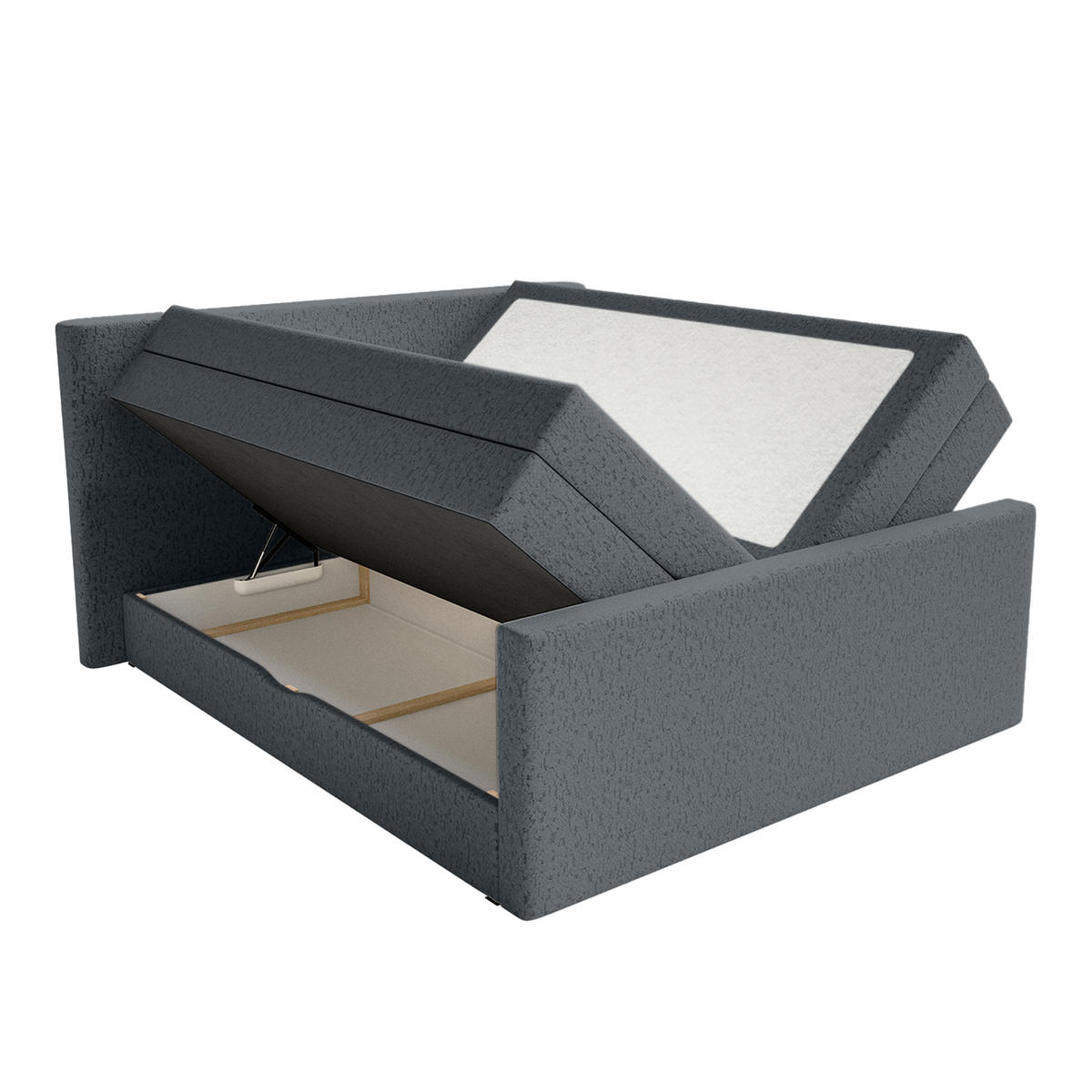 BOXSPRINGBETT Velipoja Premium 200x200 cm, Dunkelgrau - Dunkelgrau, Textil (200/200cm) - Fedve