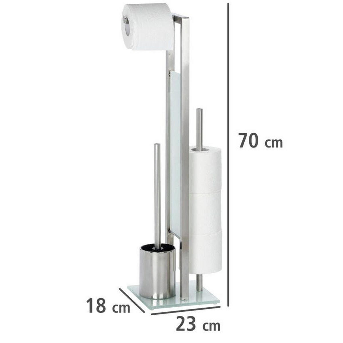 STAND-WC-GARNITUR Edelstahl matt Rivalta 18/23/70 cm - Silberfarben, Metall (23/70/18cm) - Wenko