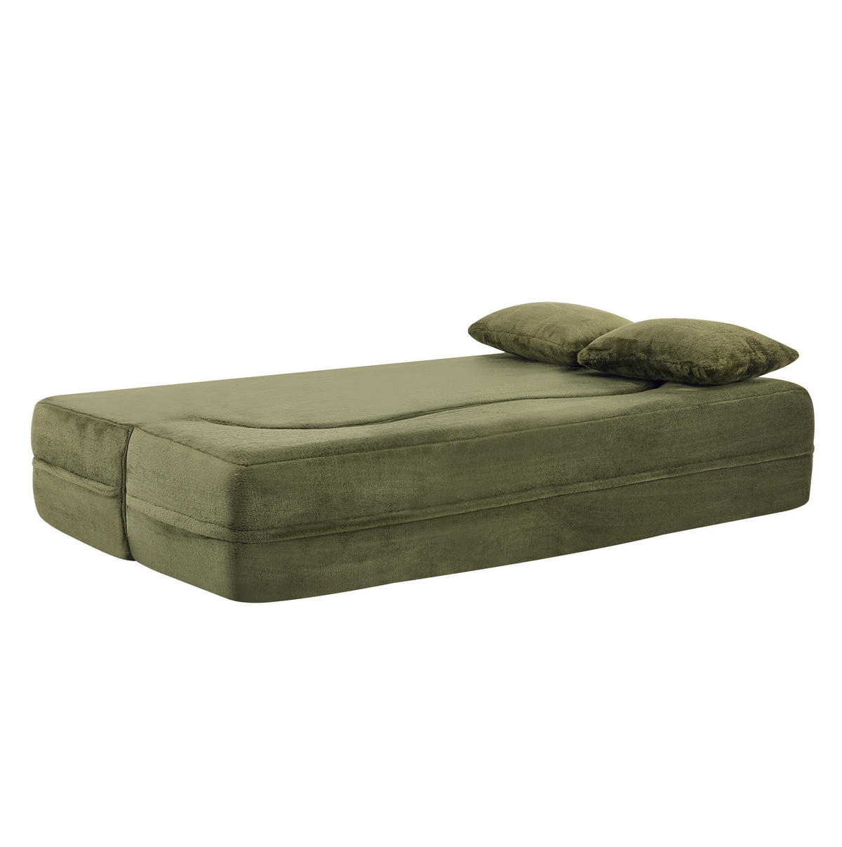SCHLAFSOFA 2-in-1 als Sofa und Gästebett mit 2 Kissen und weichem Kurzplüschbezug, Grün - Grün, Kunststoff (180/70/55cm) - Redom