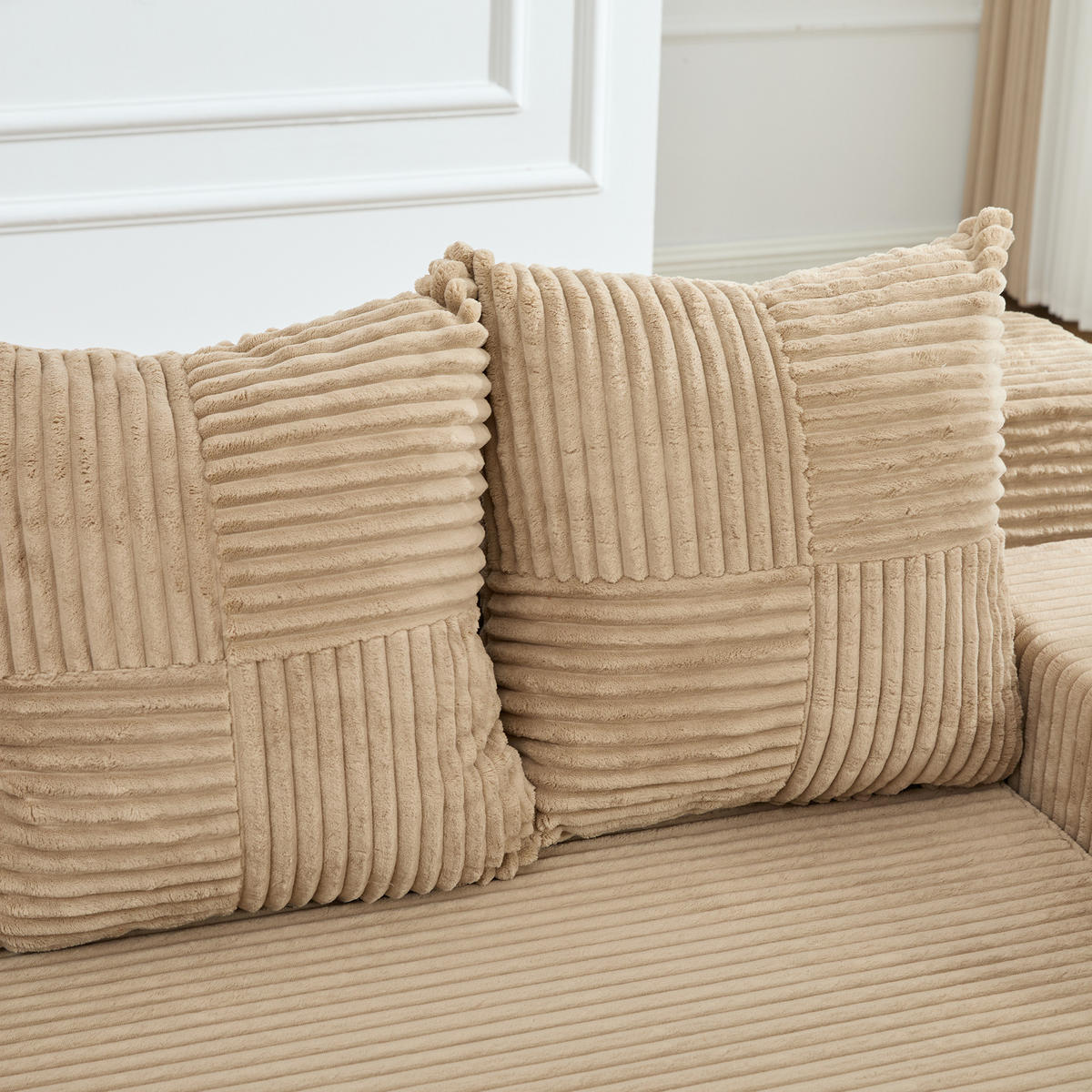 SCHLAFSOFA Modular mit Getränkehaltern und Seitentaschen, DE-42913, Khaki - Sandfarben, Textil (172/64/87cm) - ComfortXL