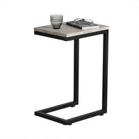 BEISTELLTISCH Hellgrau - Grau, Holzwerkstoff/Metall (40/30/60cm) - SoBuy