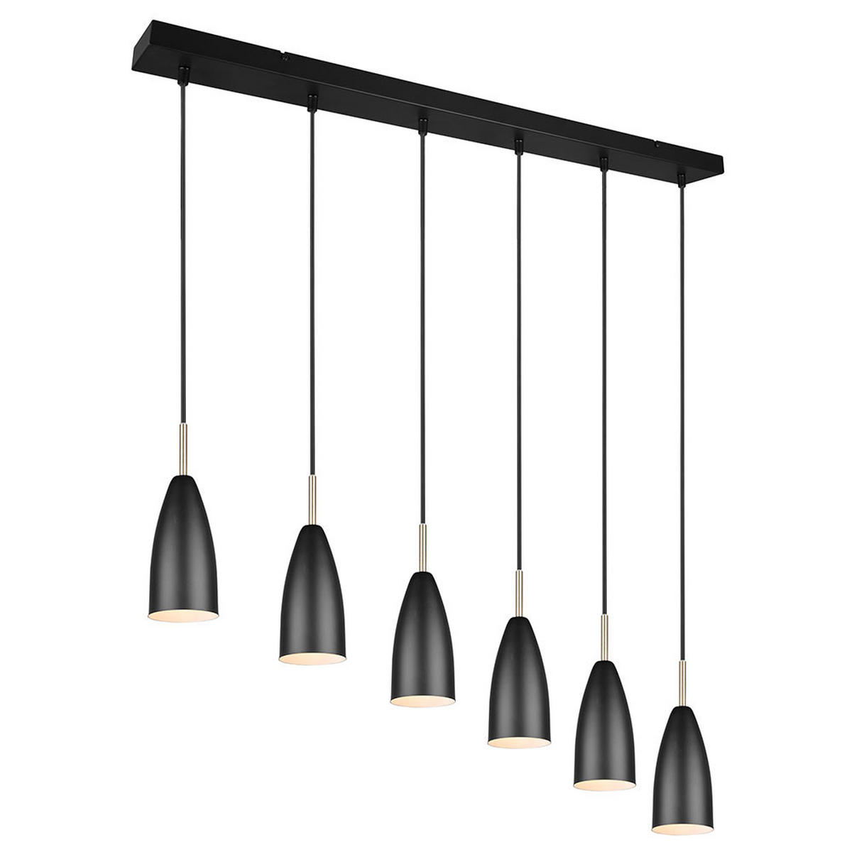 HÄNGELEUCHTE schwarz matt 6-flammig höhenverstellbar - Schwarz, Metall (90/9/150cm)