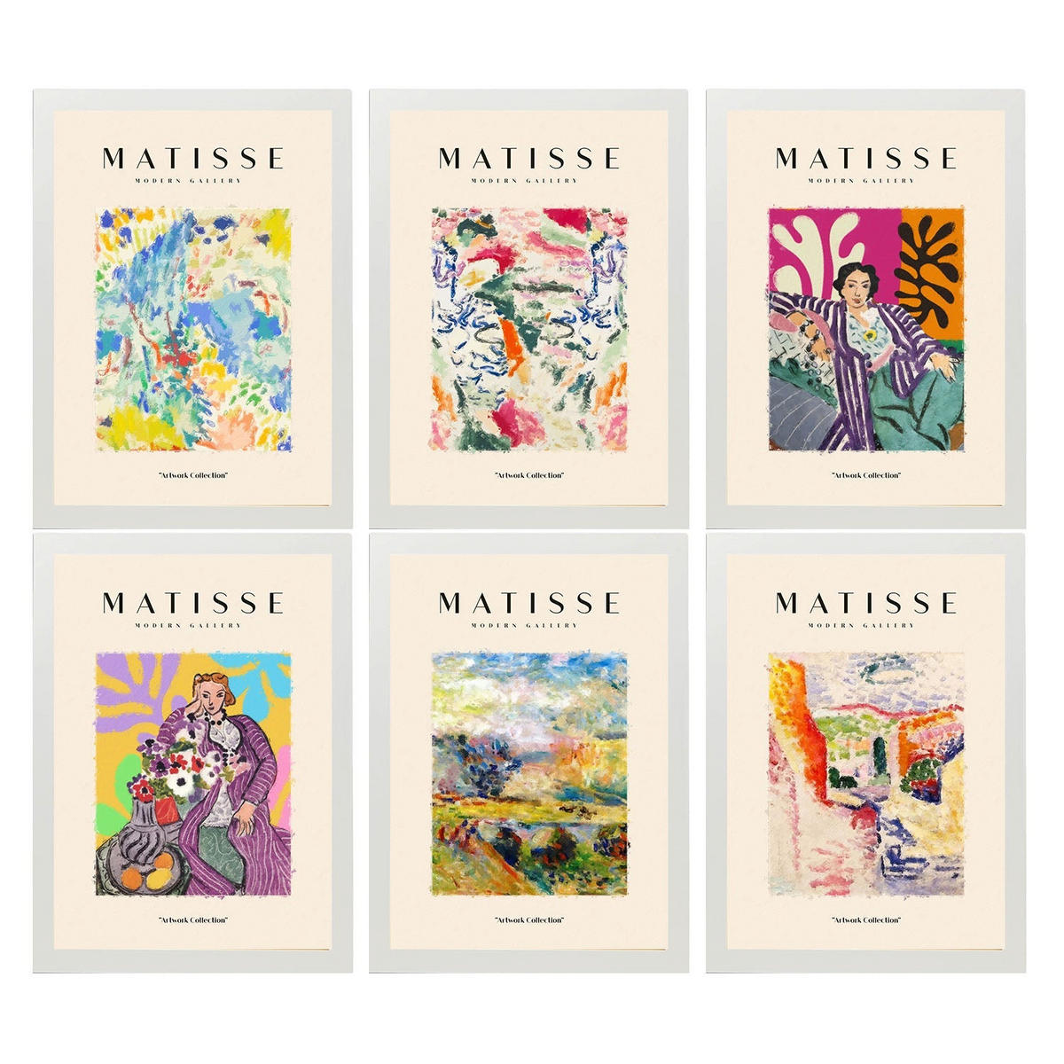 POSTER Set Mit 6 Illustrationen Von Henri Matisse Landschaft A3 Weißer Rahmen - Weiß, Papier (29/3cm) - Nacnic