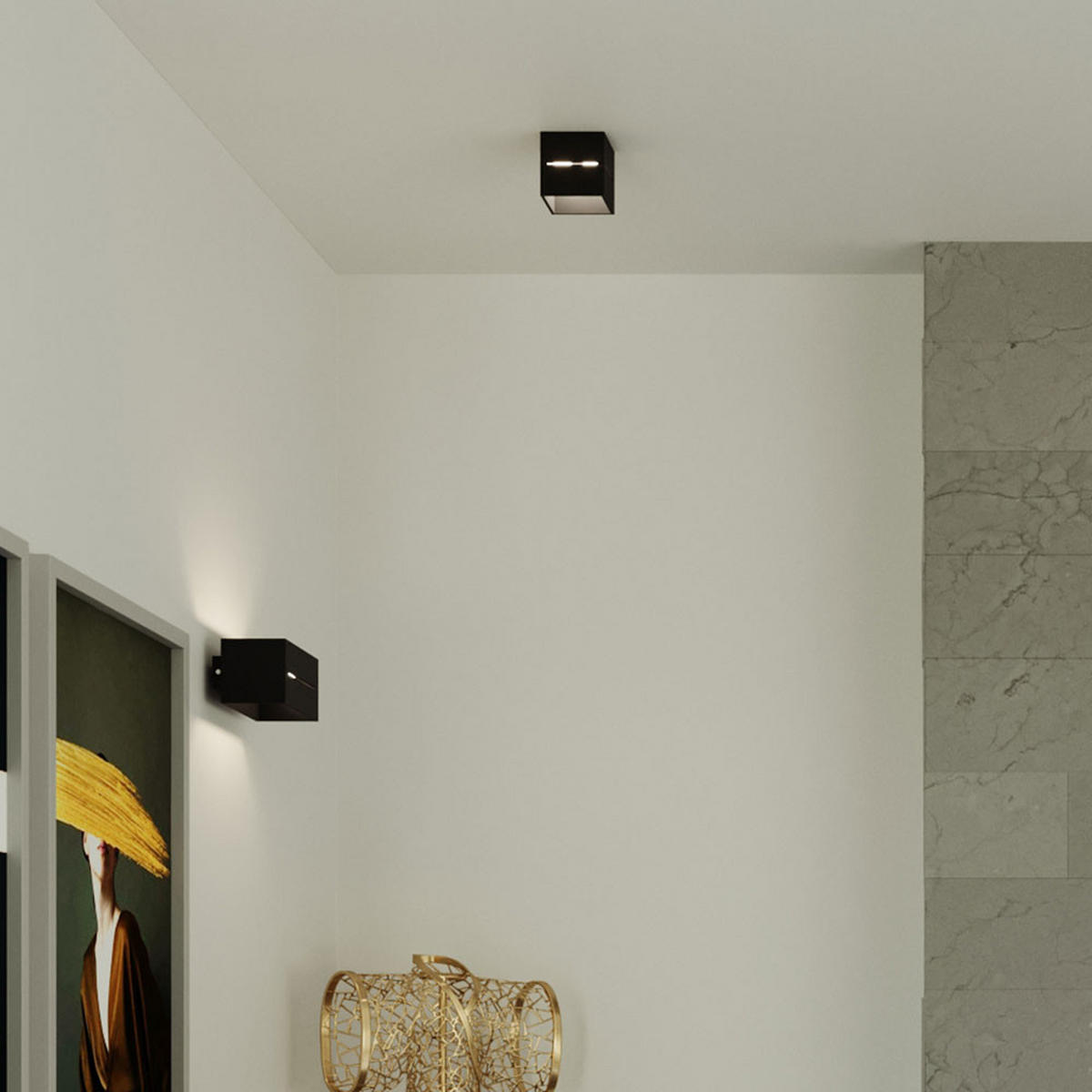 LED DECKENLEUCHTE Aluminium Schwarz - Schwarz, Metall (10/10/10cm)