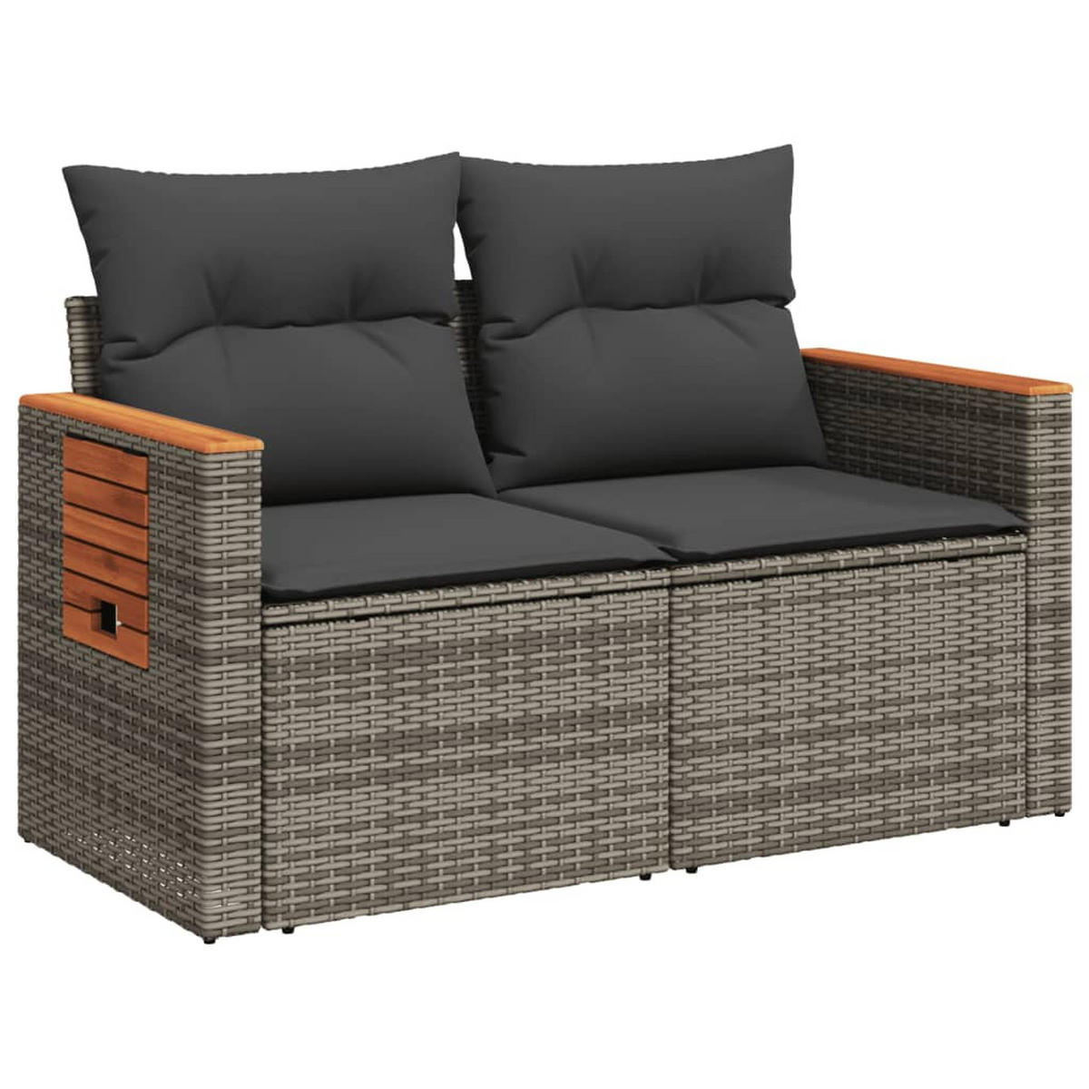 LOUNGESOFA mit Beistelltisch und Stauraum, 124/62/69 cm, aus Poly Rattan, Grau und Schwarz - Grau, Kunststoff (62/69/124cm) - vidaXL