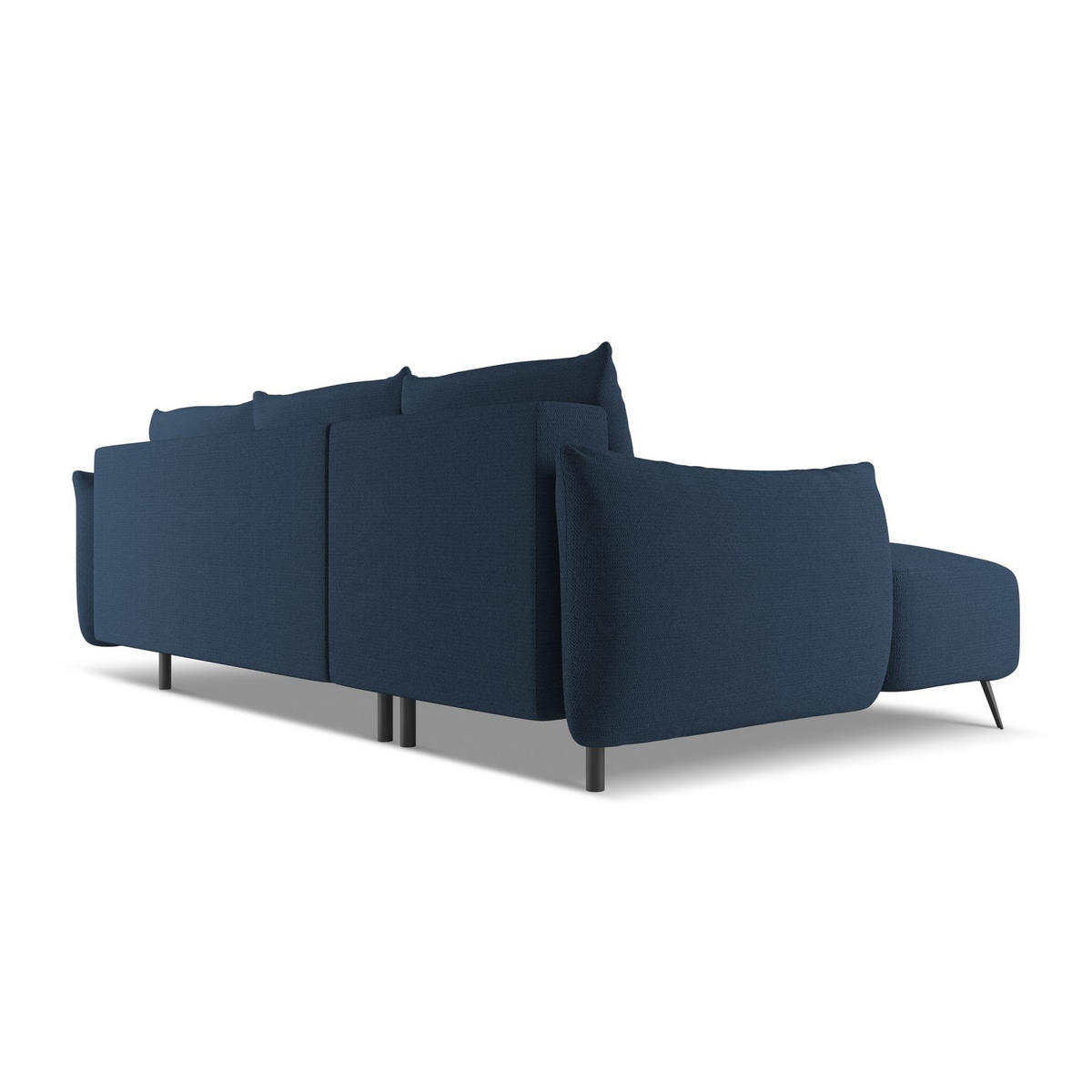 ECKSOFA mit Schlaffunktion Chenille Stoff Blau - Blau/Schwarz, Textil/Metall (162/242cm) - LaMiaSofa