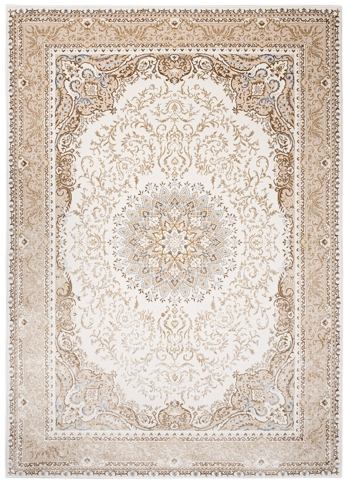 TEPPICH HERA Braun Creme 140/200 cm - Creme/Braun, Textil (140/200cm) - Tapiso