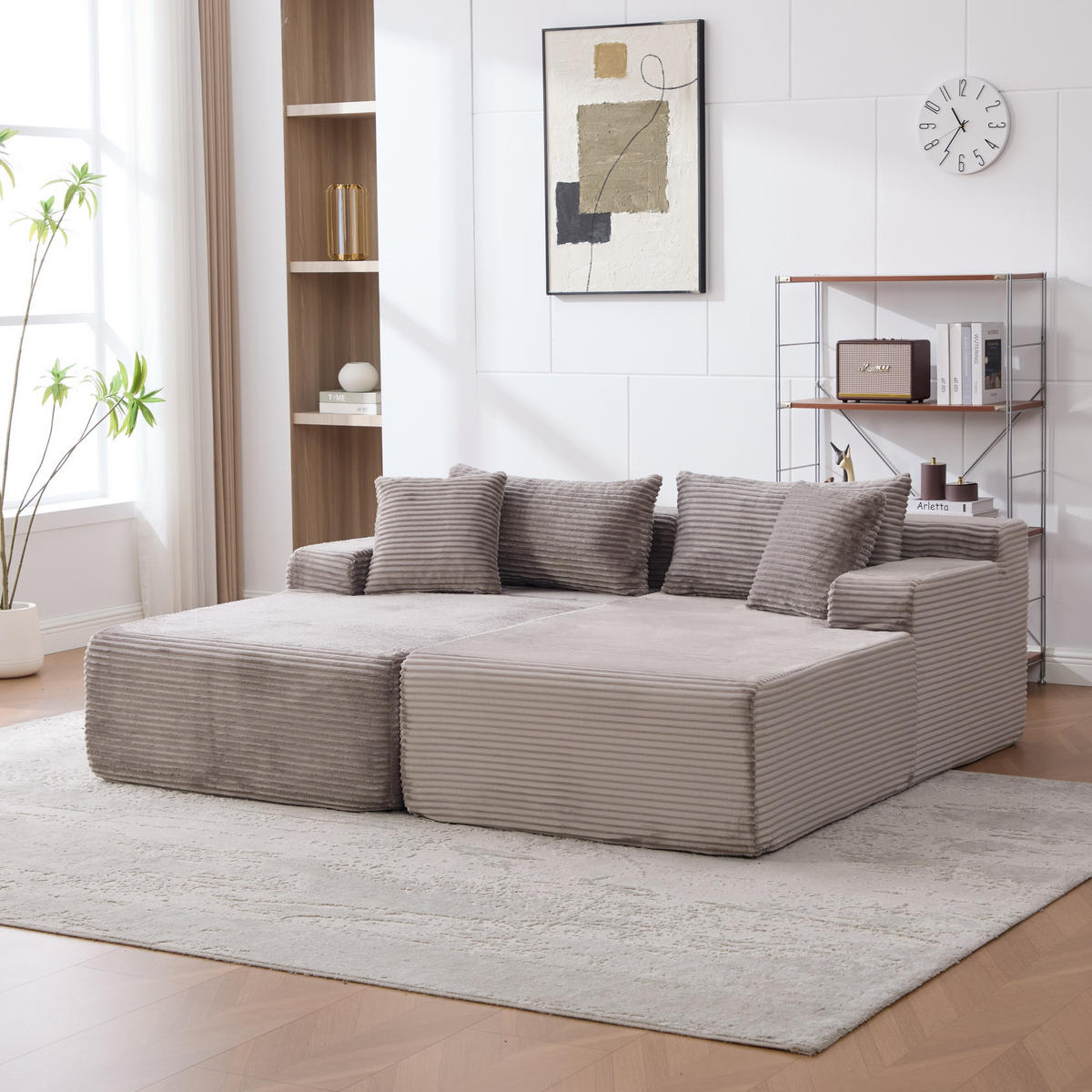 SOFAELEMENT 200/174/74.5 cm Grau mit 30D hochelastischem Schaumstoff und rutschfestem Boden - Grau, Textil (174/74.5/200cm) - Oxeza