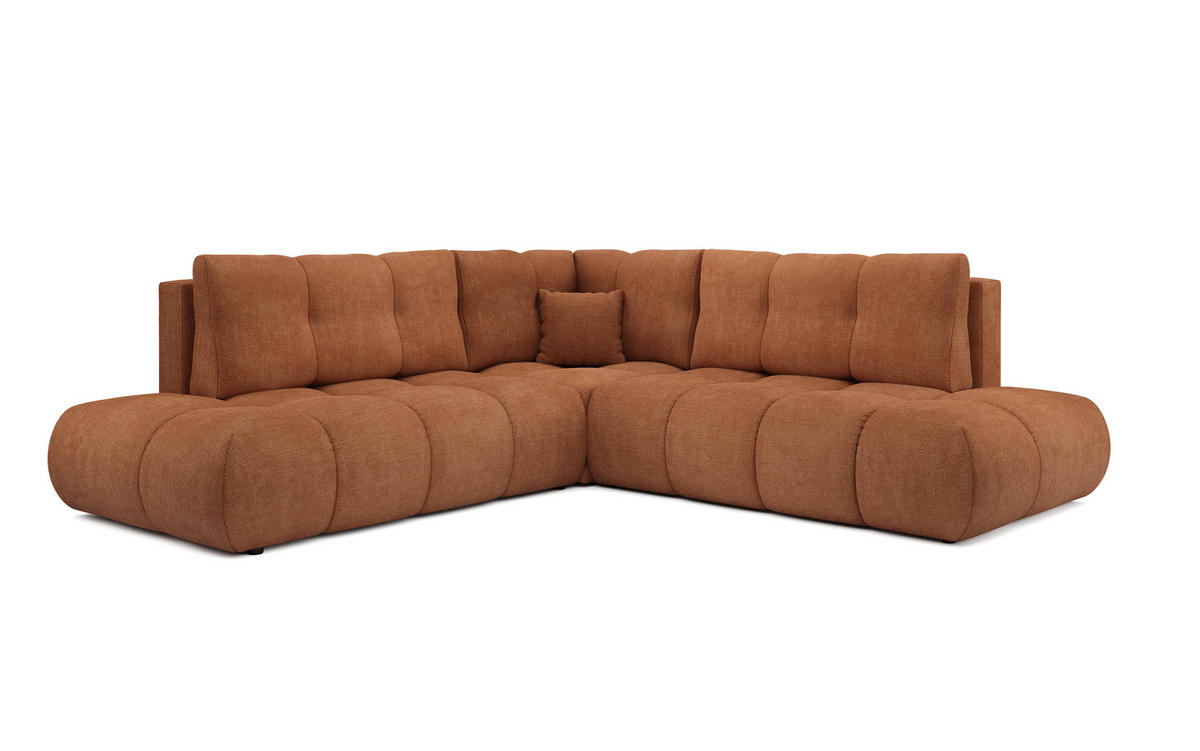 ECKSOFA DUCA II L-S Orange Chenille mit Schlaffunktion - Orange, Holz (266.5/266.5cm) - MASSENO