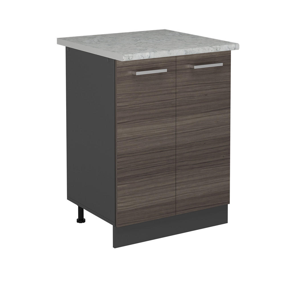 KÜCHENUNTERSCHRANK R-Line Edelgrau 60 cm AP Marmor - Anthrazit/Braun, Holzwerkstoff (60/81.6/46cm) - Vicco