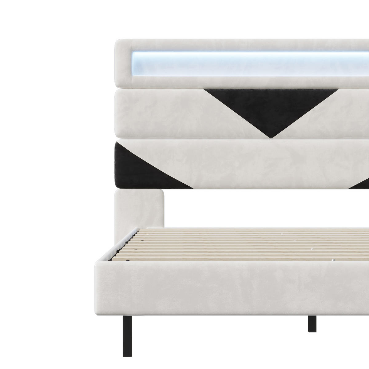 POLSTERBETT 160x200 cm schwebend LED USB Lattenrost Samt weiß - Weiß, Holz (160/200cm) - LEBENLANG