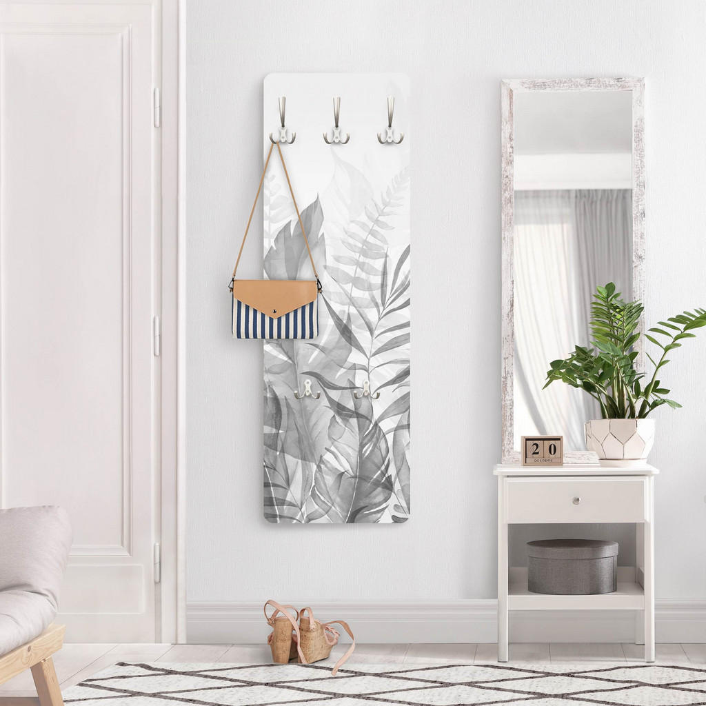 Thumbnail - Bilderwelten Wandgarderobe, Schwarz, Holzwerkstoff, Baum/Pflanze/Natur, Rechteckig, 34x105x1.6 cm, Garderobe, Garderoben...