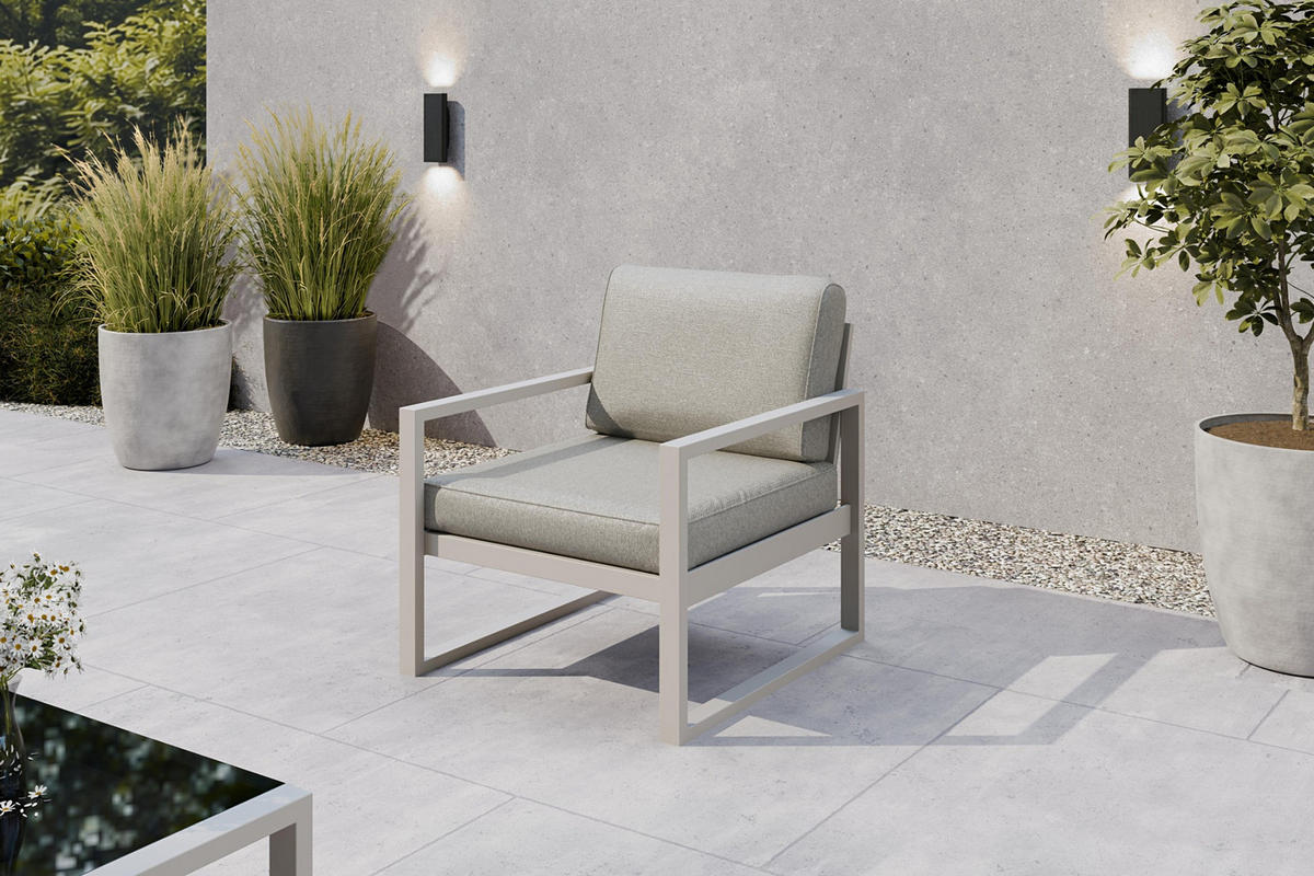 GARTENSET Madera für 6 Personen Balkonmöbel Aluminium Terassenmöbel Sitzbank, 4-tlg. Tisch kaschmir, beige - Kaschmir/Beige, Kunststoff/Metall - Margaret Hadas24