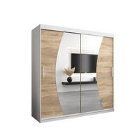 SCHWEBETÜRENSCHRANK 200/200/62 2-türig - Silberfarben/Weiß, Holz/Kunststoff (200/200/62cm) - Abiks Möbel