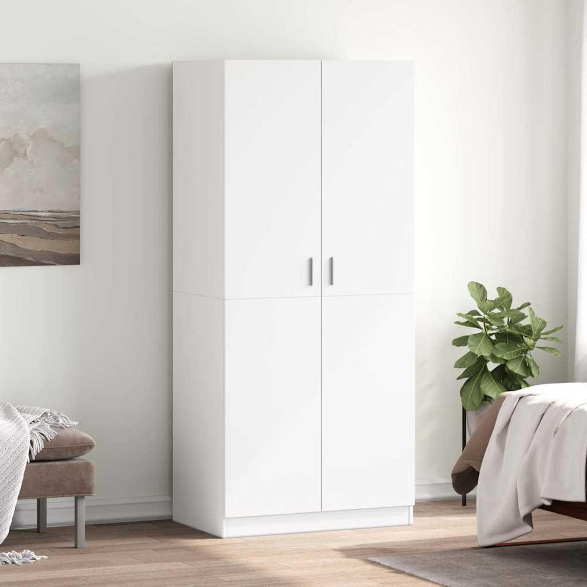 KLEIDERSCHRANK Weiss 80/52/180 Cm Holzwerkstoff - Weiß, Holzwerkstoff (52/180/80cm) - vidaXL