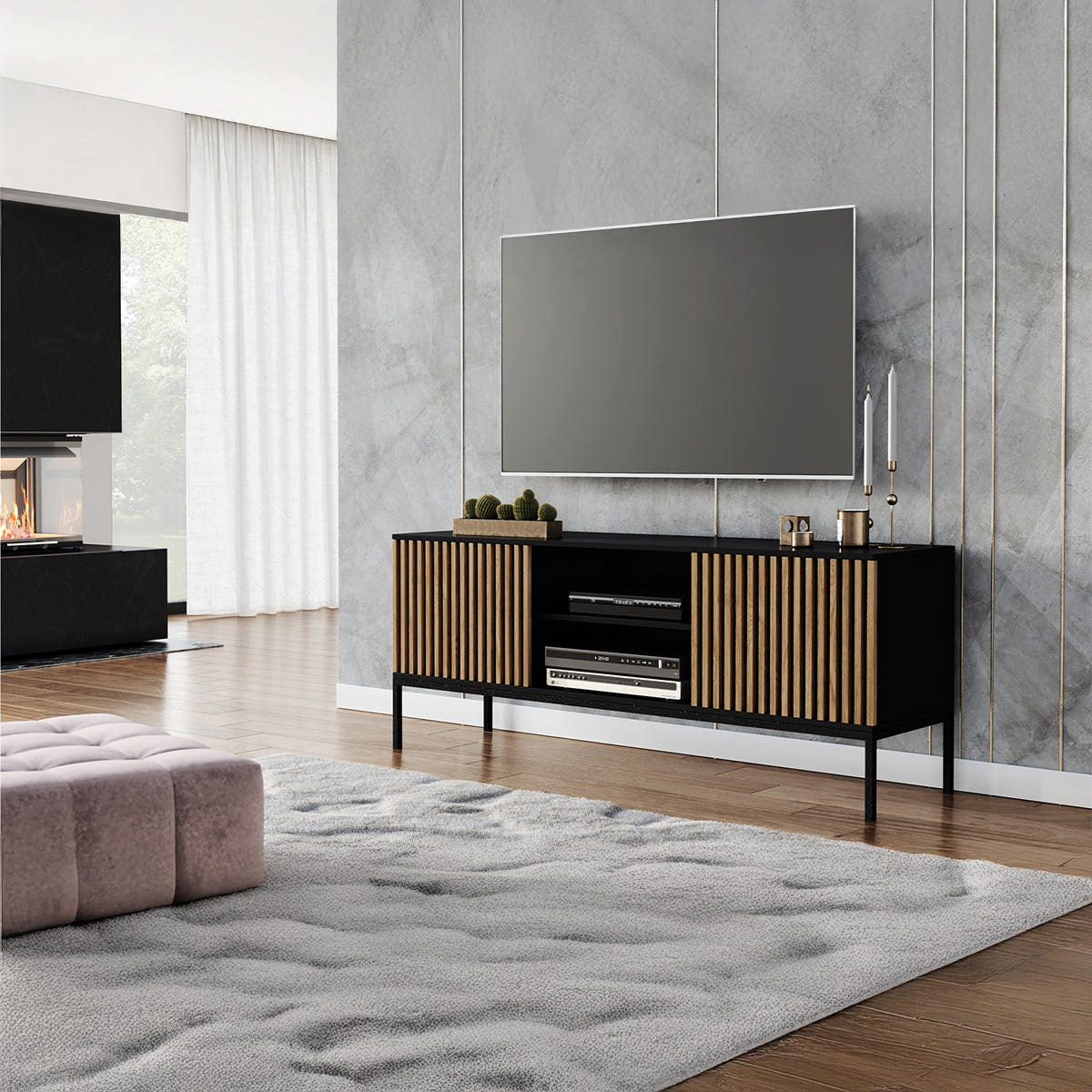 TV ORMARIĆ Melchior Crna - crna, drvni materijal (150/60/40cm) - Petits-meubles
