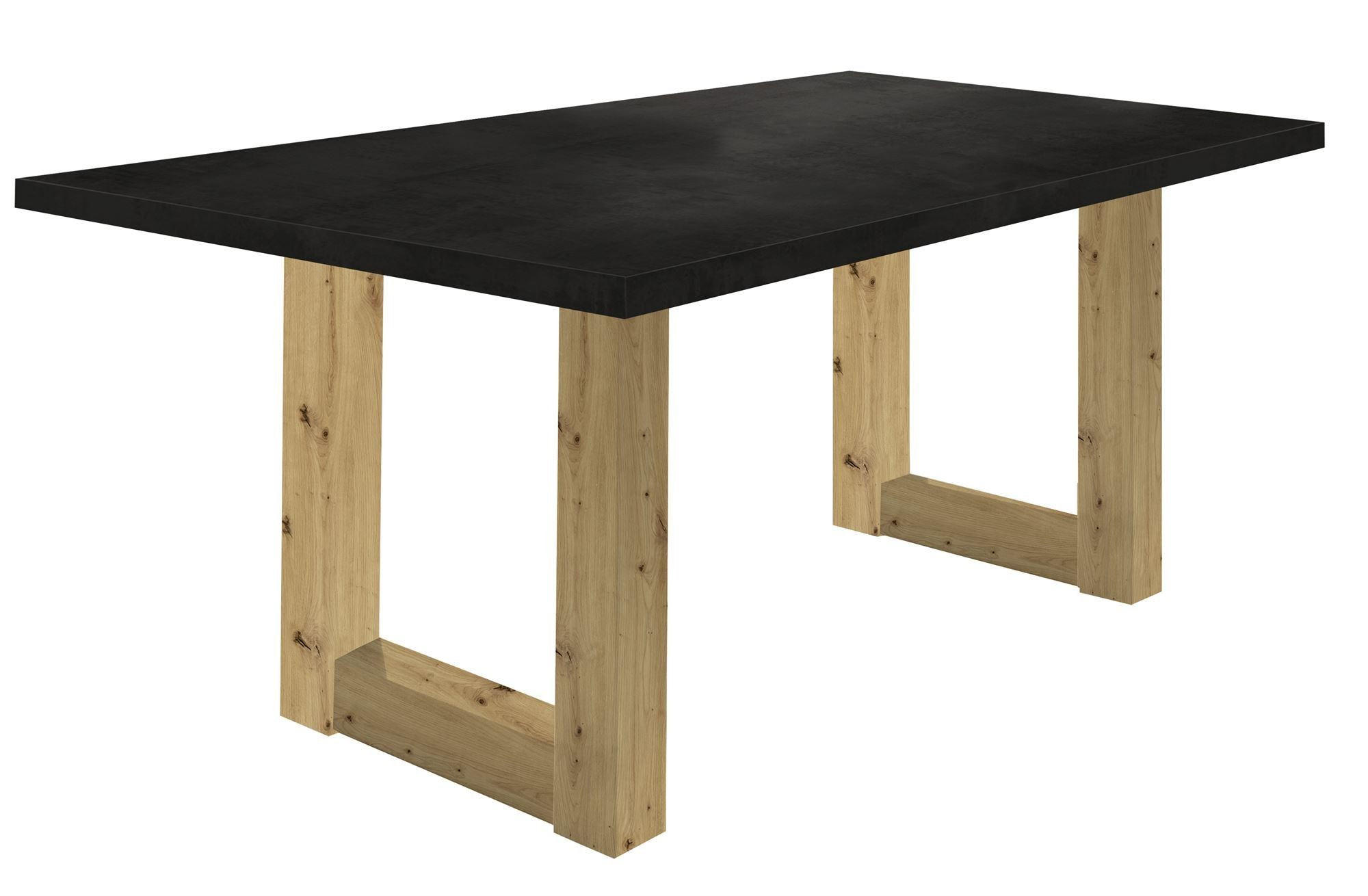 ESSZIMMERTISCH Eila 2 180 x 90 x 75 Esstisch Asteiche/Schwarzstahl - Schwarz, Holz (180/90/75cm) - 58aufmkessel