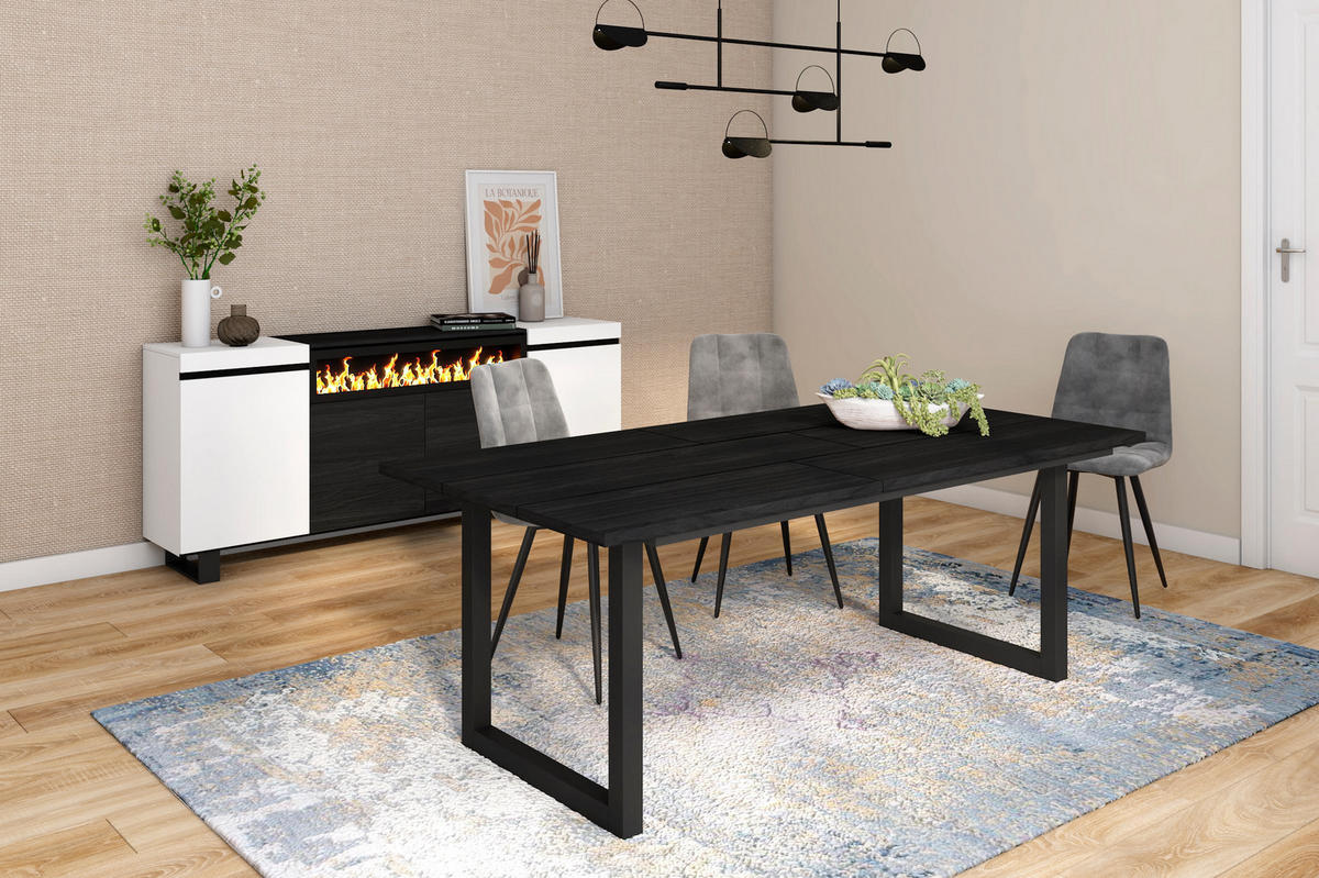 ESSZIMMERTISCH für 10 Gäste, schwarz, 194/90/75cm - Schwarz, Holzwerkstoff (90/194/75cm) - Skraut Home