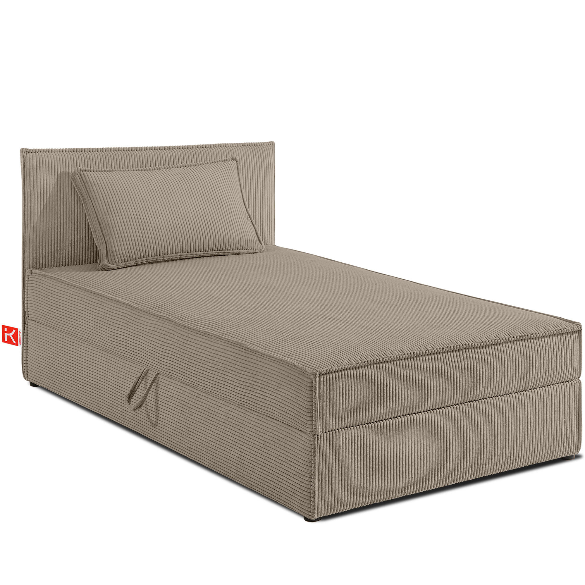 BOXSPRINGBETT ROTI Einzelbett, beige - Beige/Schwarz, Holz/Holzwerkstoff (100/200cm) - KONSIMO®