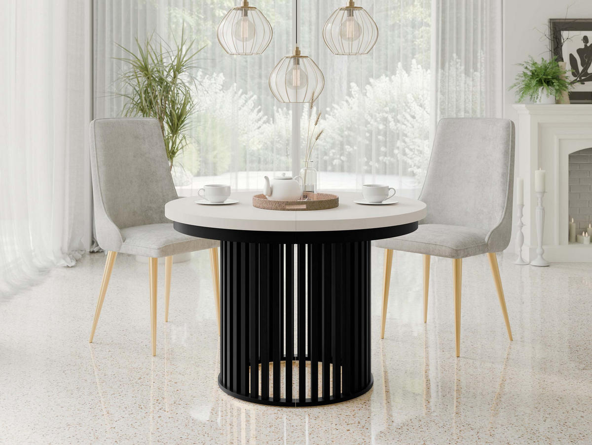 ESSTISCH ausziehbar Komo - Kaschmir/Schwarz, Holz/Holzwerkstoff (100/100/76cm) - MIRJAN24