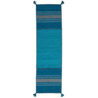 LÄUFER NATUR TEPPICH KELIM NAVARRO - Türkis, Textil (70/140cm) - Pergamon