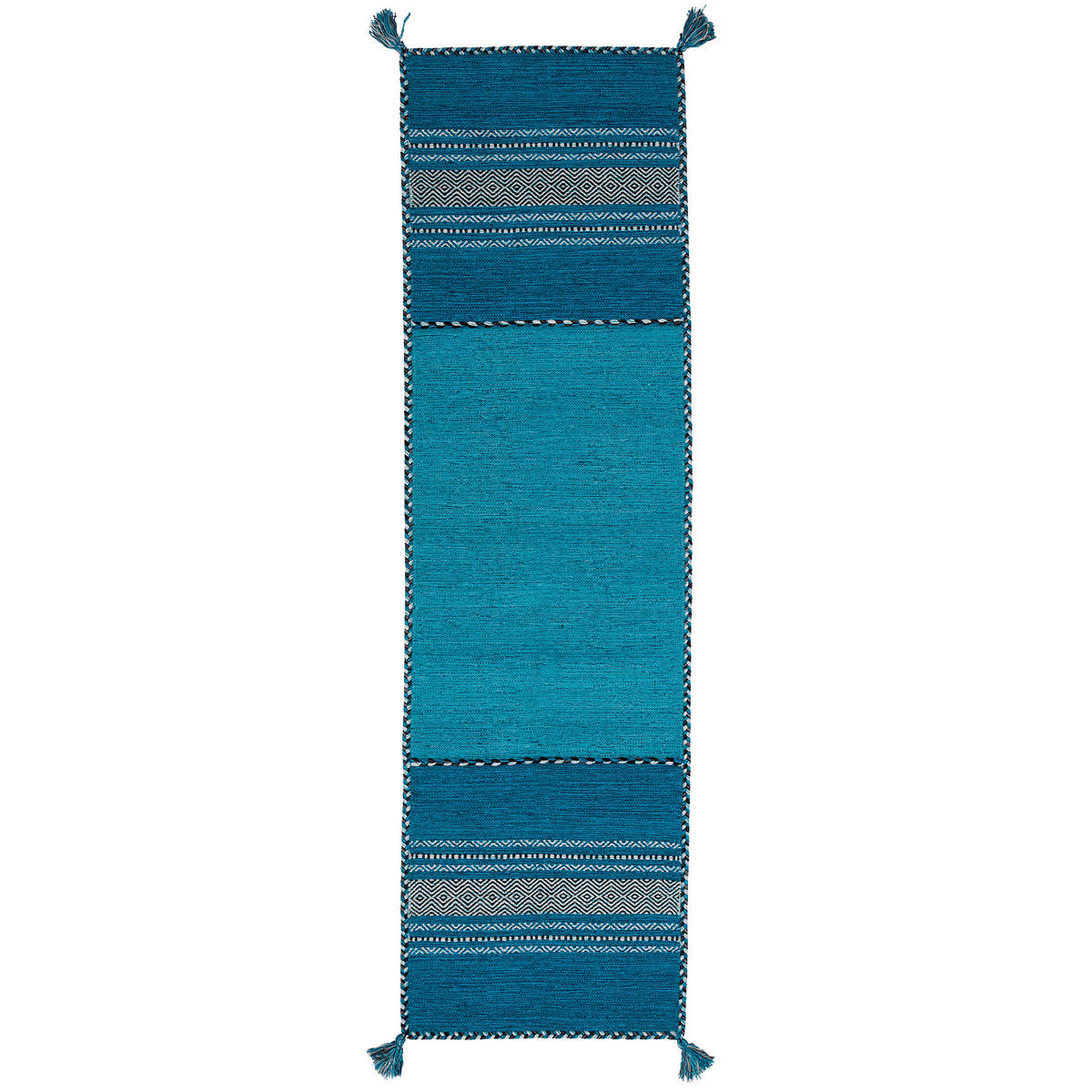 LÄUFER NATUR TEPPICH KELIM NAVARRO - Türkis, Textil (70/140cm) - Pergamon