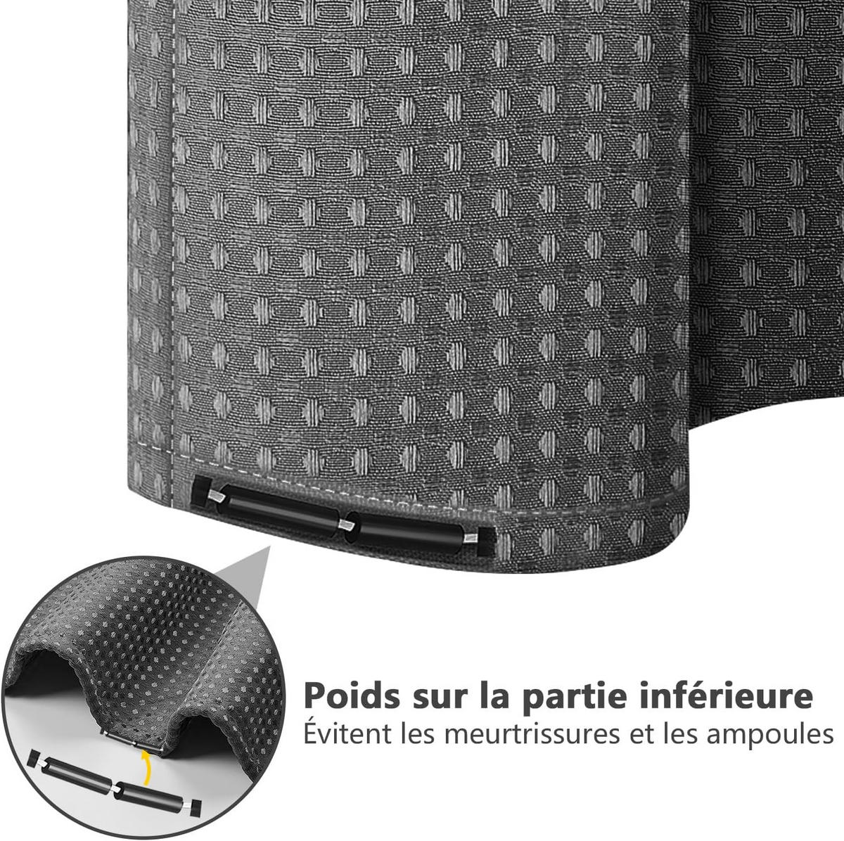 DUSCHVORHANG Grau Waffelstruktur Polyester maschinenwaschbar wasserdicht mit Haken - Grau, Textil (151/182cm) - MCBOSON