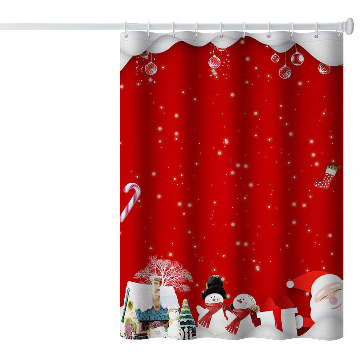 DUSCHVORHANG Weihnachten 180 x 180 cm Polyester Stoff langlebig Dekoration Badezimmer - Rot, Textil (180/180cm) - MCBOSON