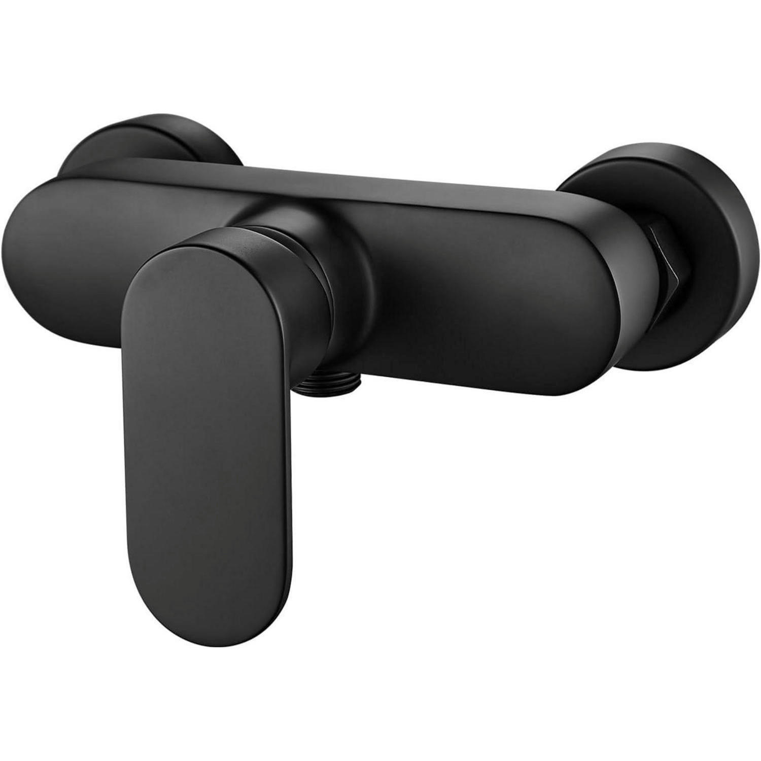 DUSCHARMATUR Aufputz Schwarz - Schwarz, Metall (15/8/22cm)