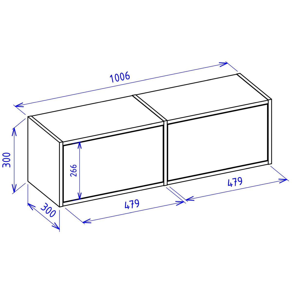 TV-LOWBOARD Framme hängend, 2 Klappen, Schwarz, 100/30/30 cm - Schwarz, Holzwerkstoff (100.6/30/30cm) - Selsey