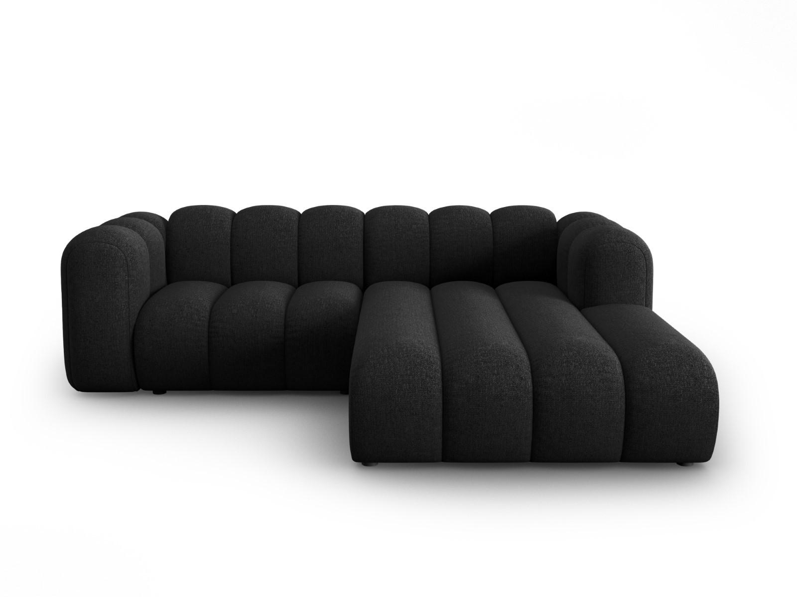 ECKSOFA modular rechts Lupine aus Chenille-Stoff schwarz 3 Sitzplätze - Schwarz, Textil (177/230cm) - Micadoni