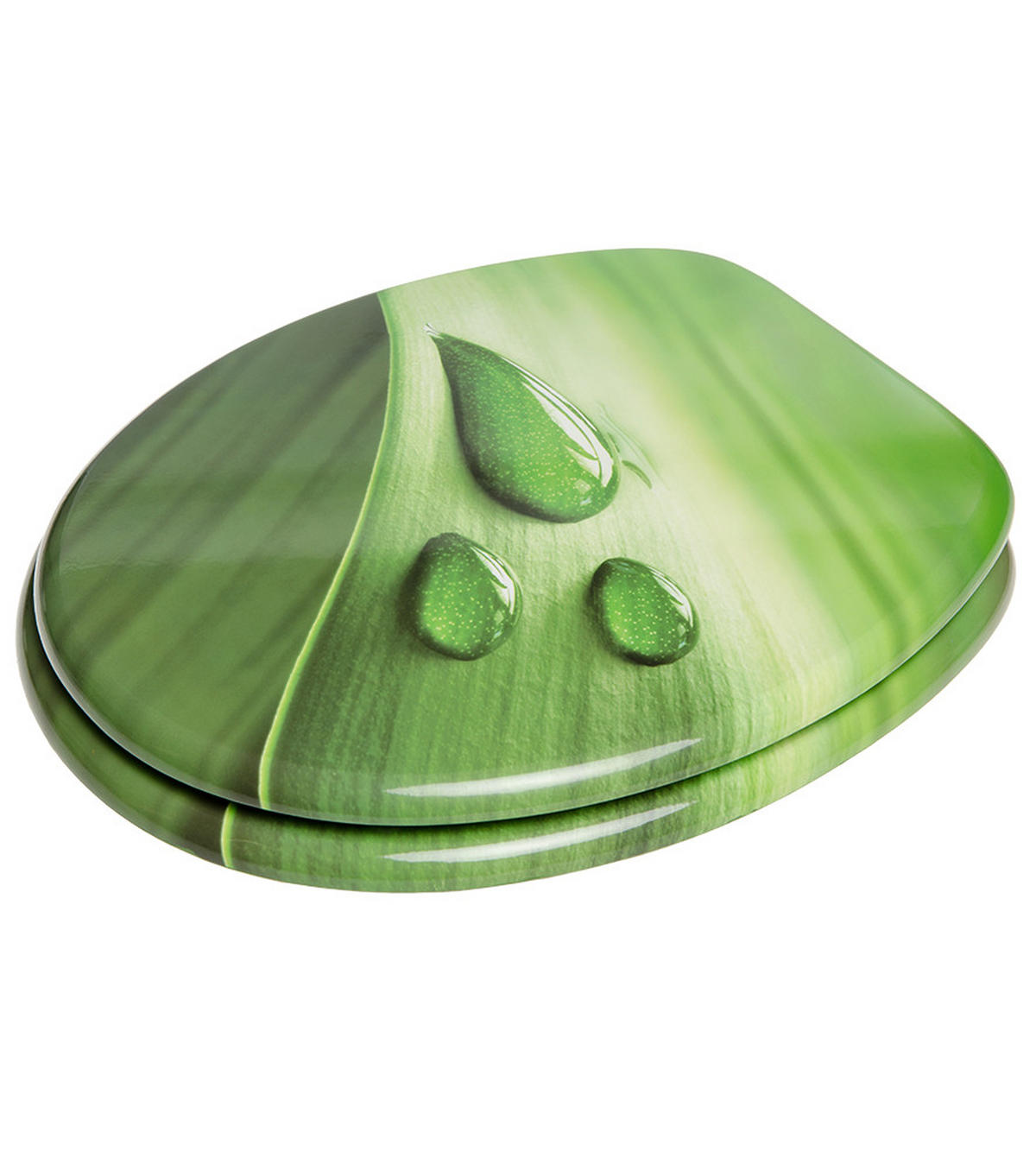 WC-SITZ Green Leaf - Grün, Holzwerkstoff (38/6/47cm) - Sanilo