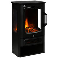 ELEKTROKAMIN, 1000/2000W, mit 2 Heizstufen, Stahl, Schwarz, 44,5 x 32 x 74 cm - Schwarz, Metall (32/74/44.5cm) - HOMCOM