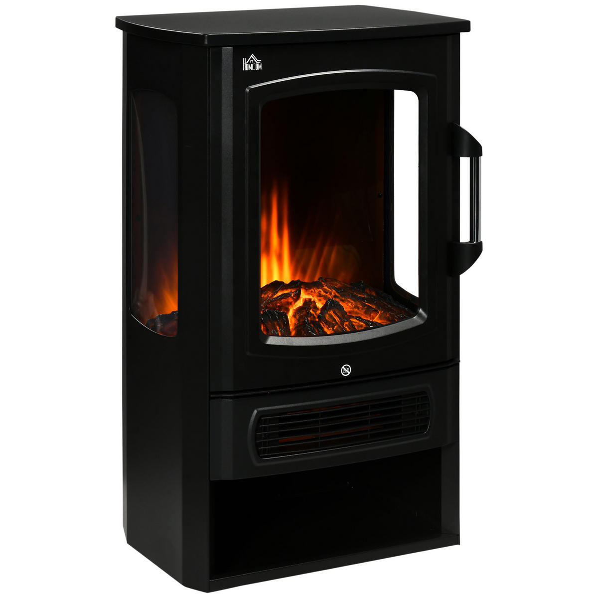 ELEKTROKAMIN, 1000/2000W, mit 2 Heizstufen, Stahl, Schwarz, 44,5 x 32 x 74 cm - Schwarz, Metall (32/74/44.5cm) - HOMCOM