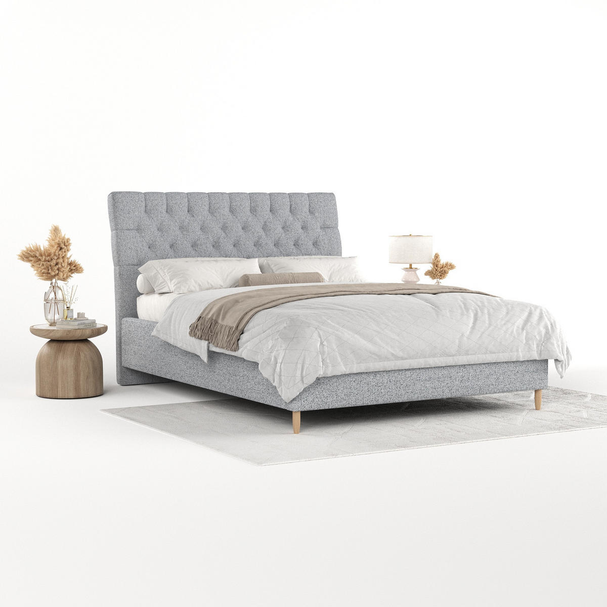 POLSTERBETT Lira 180/200 cm Grau im Riva Stoff - Naturfarben/Grau, Holz/Holzwerkstoff (180/200cm) - AltaBeds