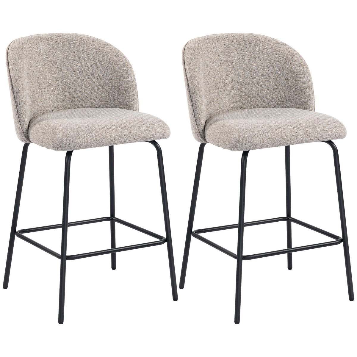 BARHOCKER 2er-Set DE-08049 mit Rückenlehne und Fußstütze Hellgrau - Hellgrau, Metall (50/93/55cm) - ComfortXL