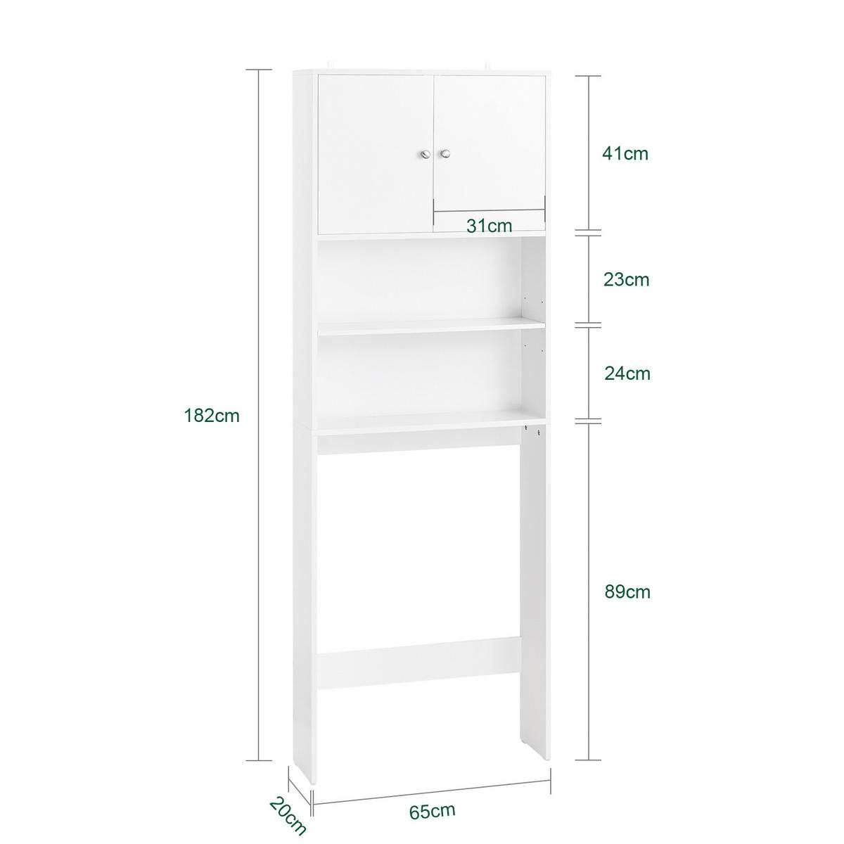 WASCHMASCHINENSCHRANK Weiß - Weiß, Holzwerkstoff (65/182/20cm) - SoBuy