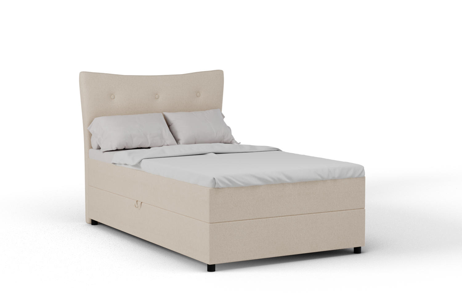 BOXBETT Nevada 120x200 cm Polsterbett mit hochwertiger Bonell-Matratze und Topper - beige - Beige, Holz (120/200cm) - Panda Möbel