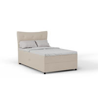 BOXBETT Nevada 120x200 cm Polsterbett mit hochwertiger Bonell-Matratze und Topper - beige - Beige, Holz (120/200cm) - Panda Möbel