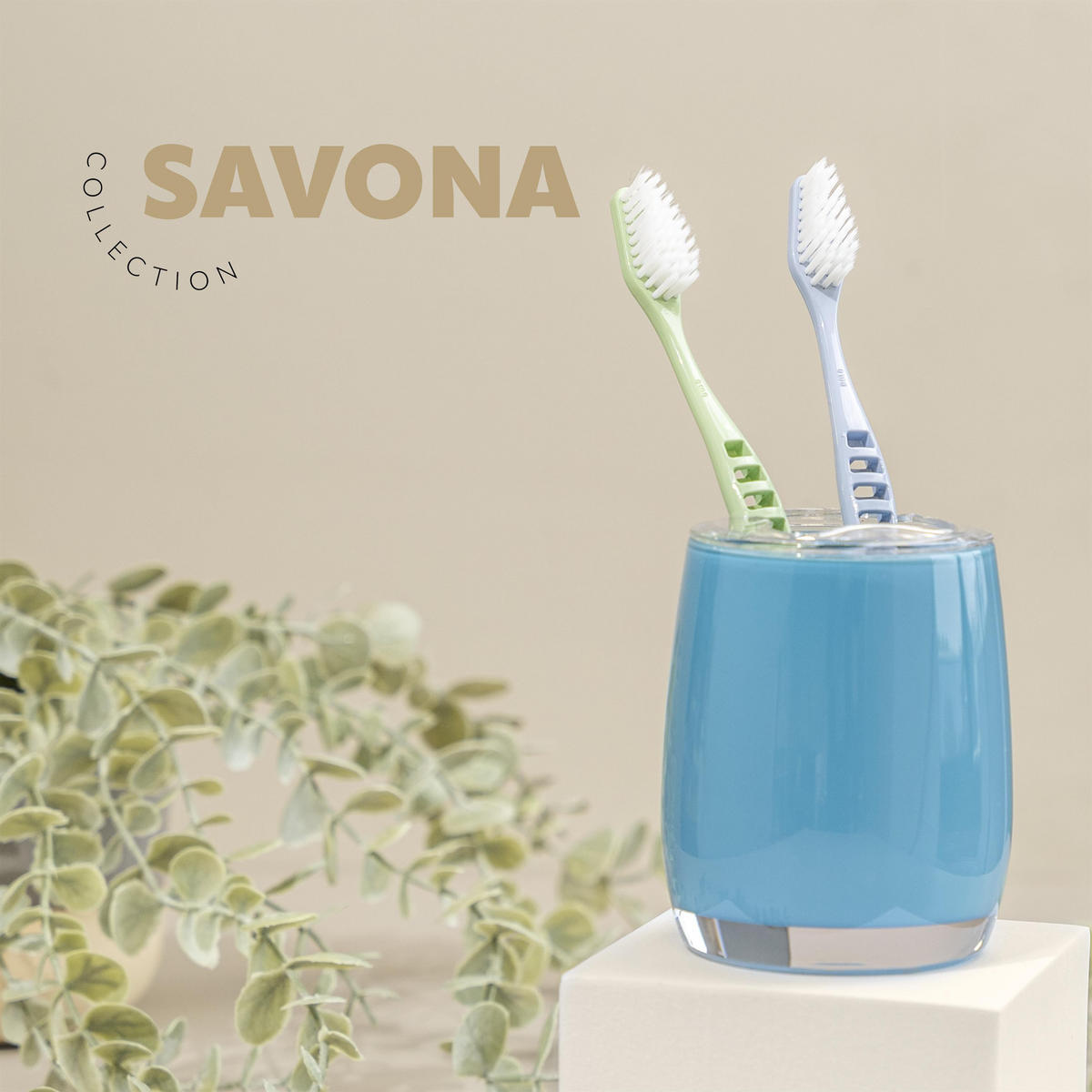 ZAHNBÜRSTENBEHÄLTER SAVONA, blau - Blau, Kunststoff (8/10/8cm) - bremermann