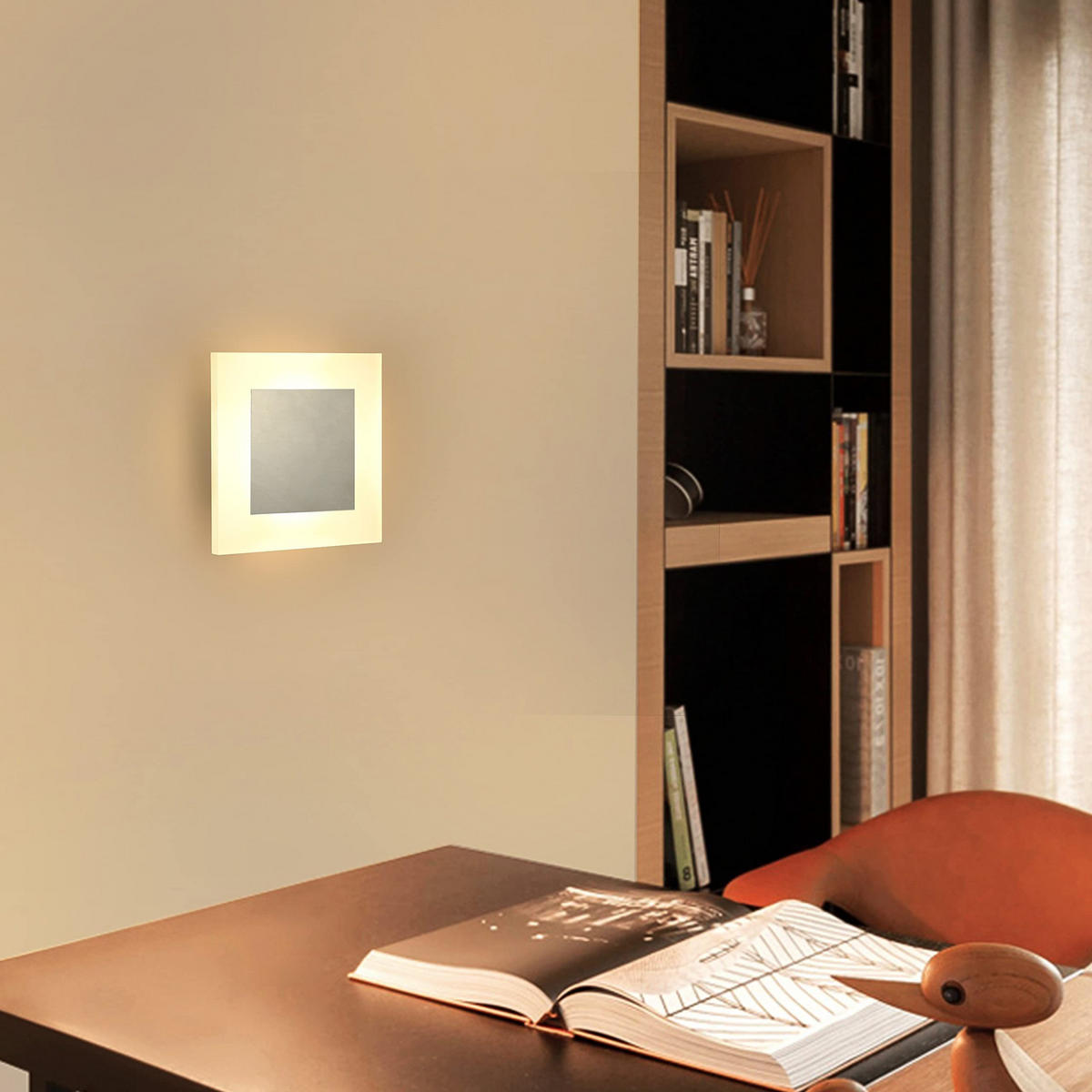 LED-WANDLEUCHTE Shimmerlite 16/16/4.8 cm - Schwarz, Metall (16/4.8/16cm) - ZMH