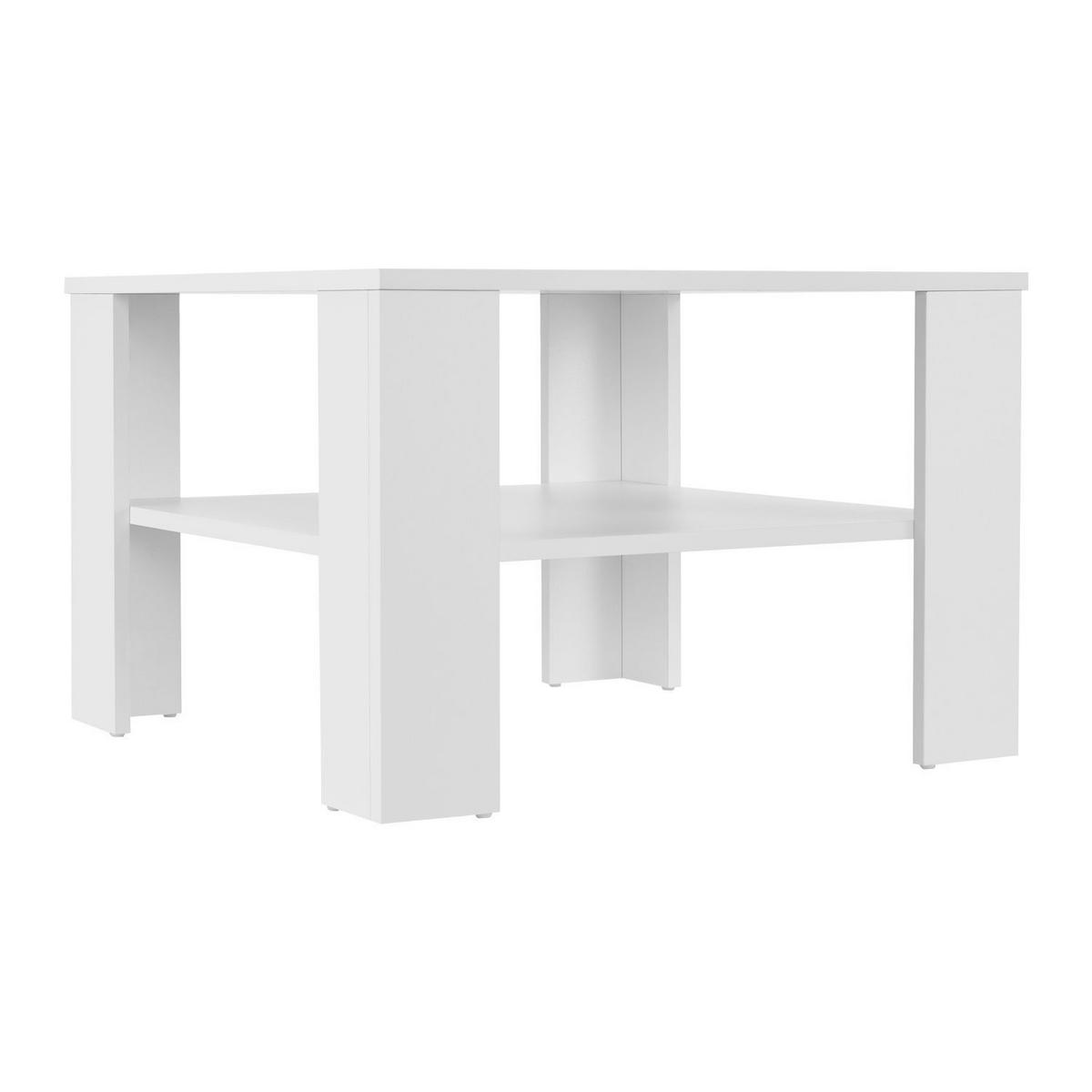 COUCHTISCH mit Ablage 60x60x40 cm weiß - Weiß, Holz (60/60/40cm) - Juskys