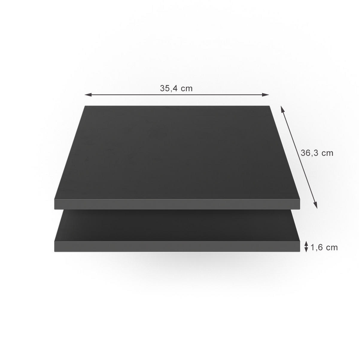 EINLEGEBODEN Claus Anthrazit 2er Set - Anthrazit, Holzwerkstoff (35.4/1.6/36.3cm) - Vicco