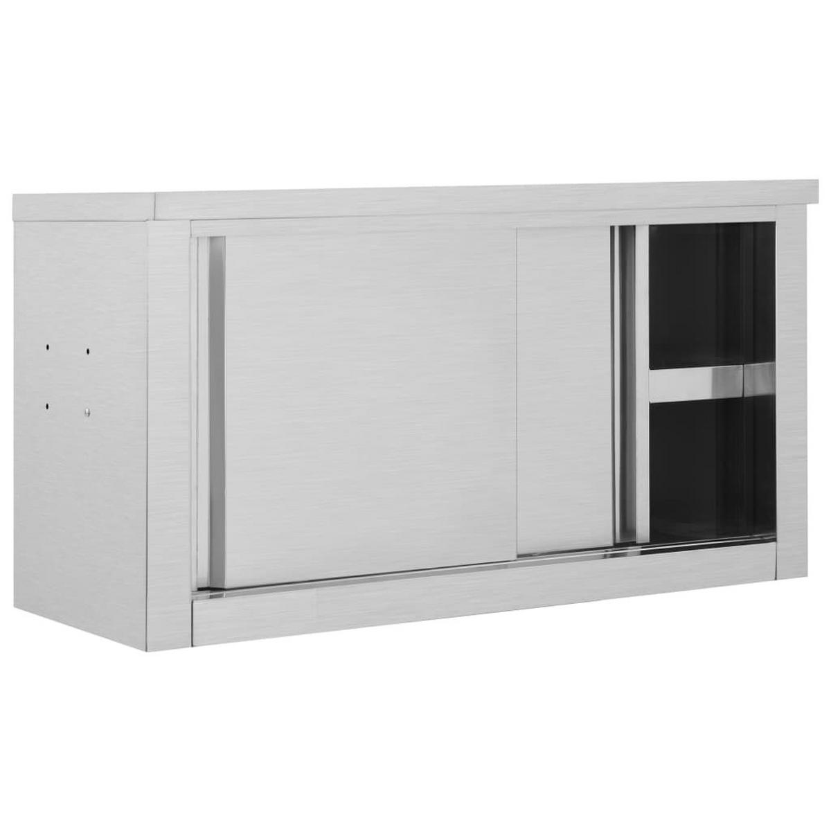 WANDHÄNGESCHRANK Mit Schiebetüren 90/40/50 Cm Edelstahl - Silberfarben/Grau, Metall (40/50/90cm) - vidaXL