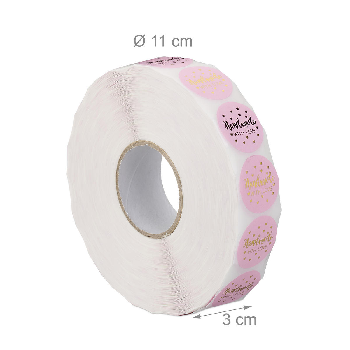 2500XAUFKLEBER - Rosa, Papier/Kunststoff (11/3/11cm) - Relaxdays