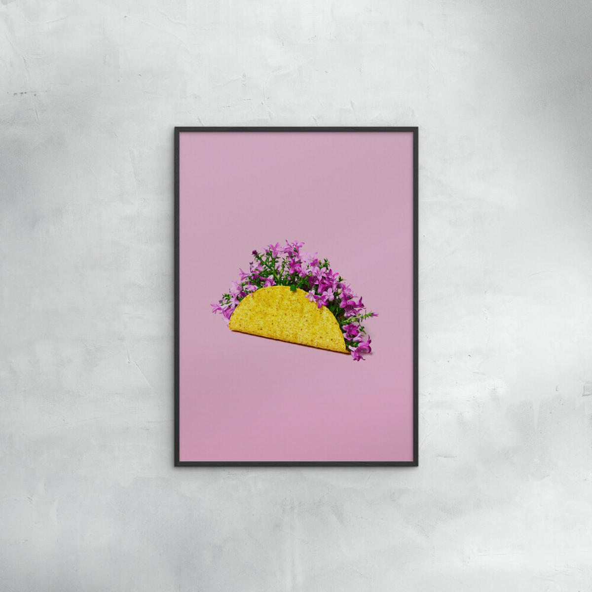 POSTER mit Rahmen Supermercat - Flower taco - Pink/Schwarz, Holz/Papier (50/70cm) - Poster&Frame