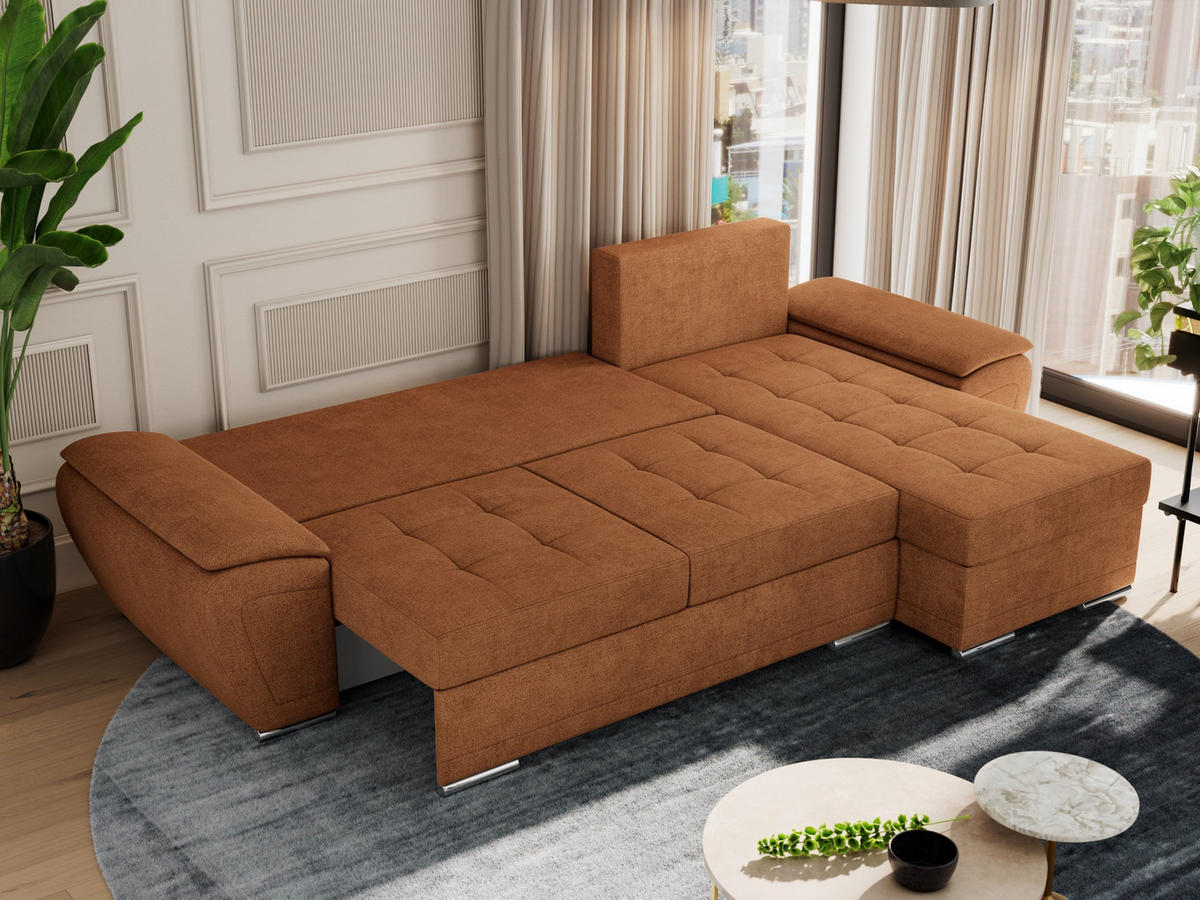 ECKSOFA UMBRIA L Orange Stukture - Orange/Grau, Textil (271/157cm) - MKS