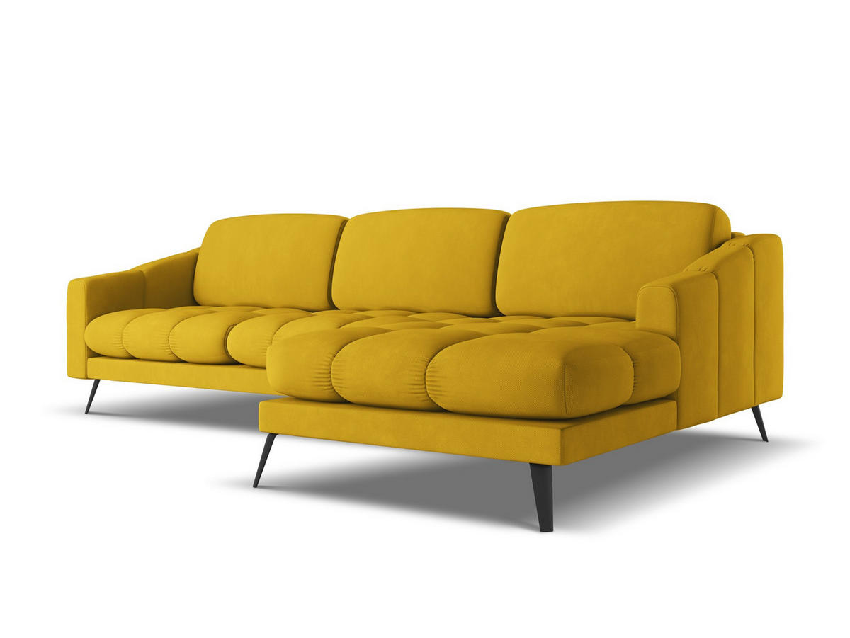 ECKSOFA Rechts Chenille Stoff Gelb - Currygelb/Gelb, Textil/Metall (264/160cm) - Makamii