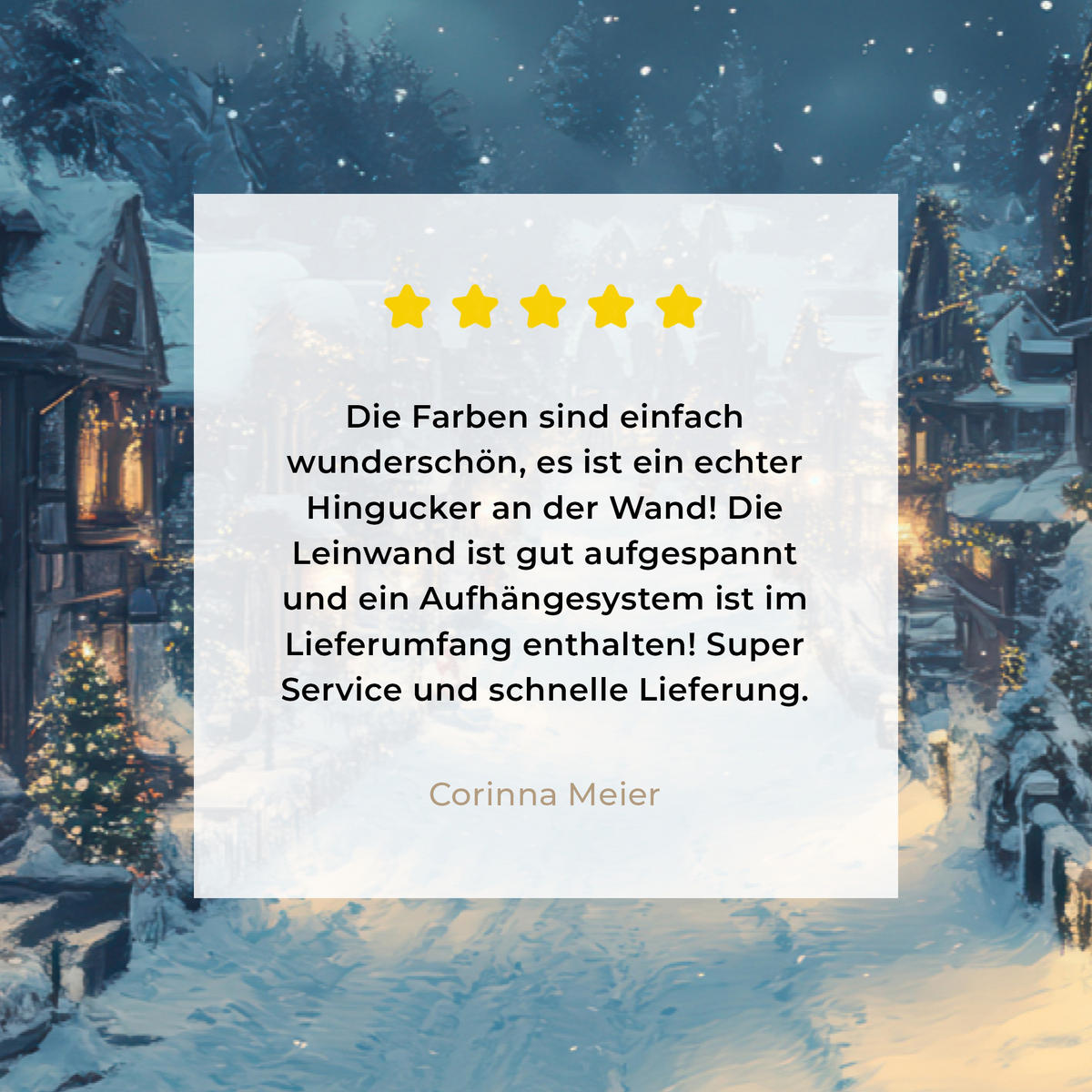 LEINWANDBILD Weihnachtsdorf - Weihnachten - Schnee - Winter Gemälde 60x40 cm - Dunkelblau, Textil (60/40cm) - MuchoWow